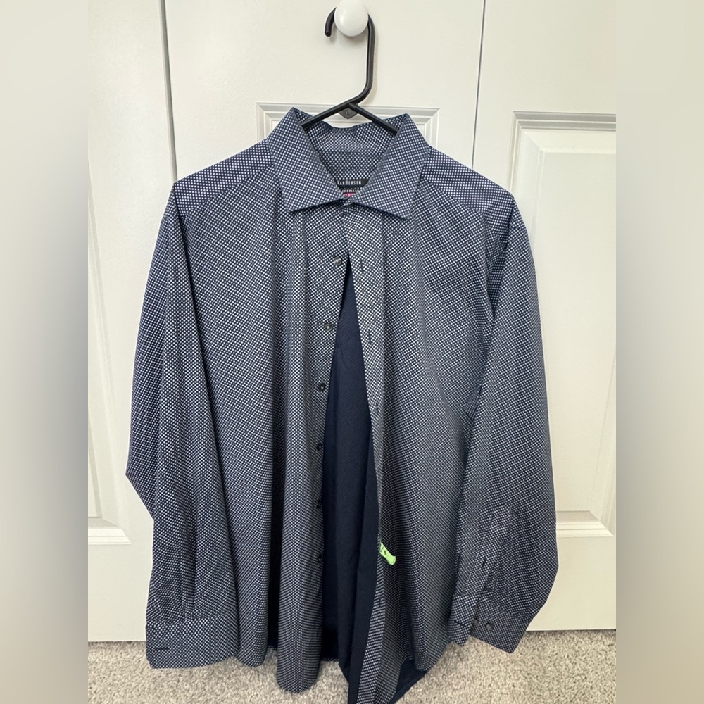 Van Heusen Navy Geometric Button Down Shirt